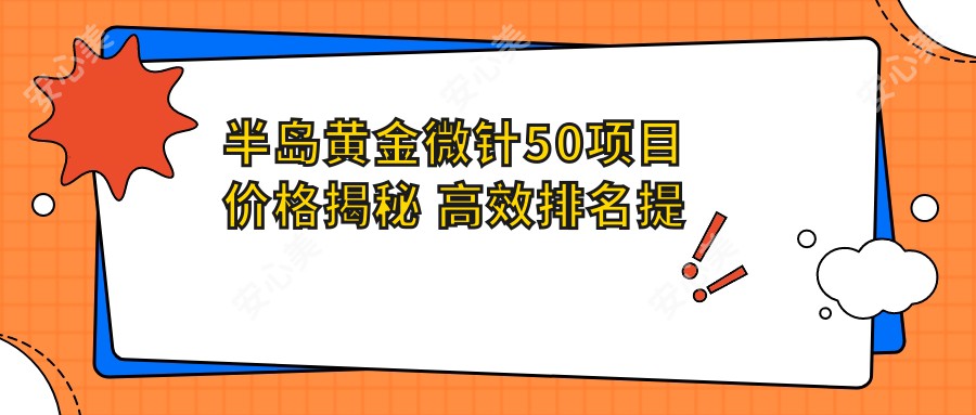 半岛黄金微针50项目价格揭秘 高效排名提升肌肤年轻力