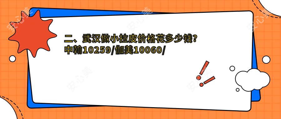 二、武汉做小拉皮价格花多少钱？中翰10259/伽美10060/加贝8699