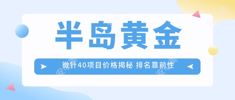 半岛黄金微针40项目价格揭秘 排名靠前性价比之选