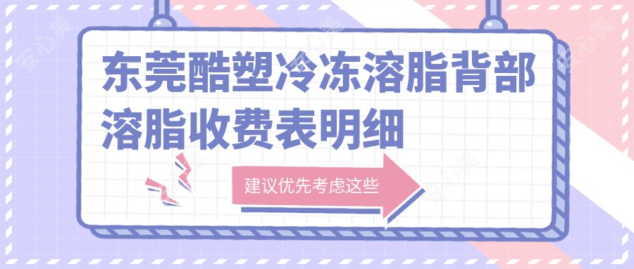 东莞酷塑冷冻溶脂背部溶脂收费表明细超人气2025(近半年均价为:6450元)